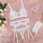 Weißer, sexy Damen-String mit Strumpfhaltern