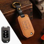 Carsine Honda Leather Car Key Cover 3 Button Brown / 3 Button