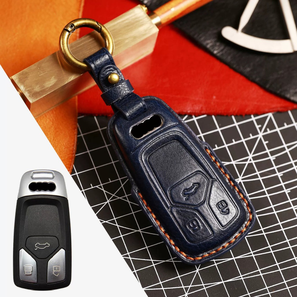 Premium Audi Leather Car Key Cover - Luxury Protection & Custom Fit for Audi Keys