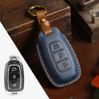 Carsine Hyundai IX25 Festa IX35 Leather Car Key Cover 3 Button Blue / 3 Button