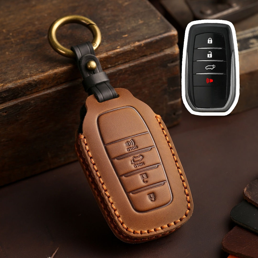 Carsine Toyota Sena Grevia Alphard Vellfire Leather Car Key Cover 4,5,6 Button Brown / 4 Button