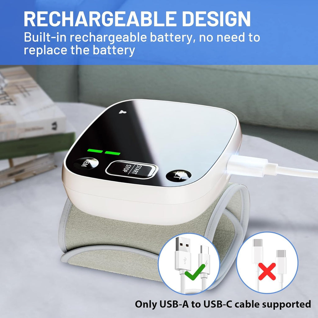 Blood Pressure Monitor Rechargeable Blood Pressure Monitors for Home Use Adjustable Automatic Wrist Cuff Voice Broadcast 2 * 120 Reading Memory for 2 Users with Carrying Case