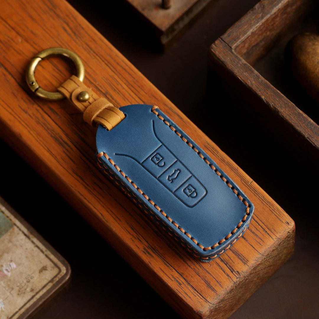 Étui de clé de voiture en cuir pour Volkswagen Touareg, 3 boutons