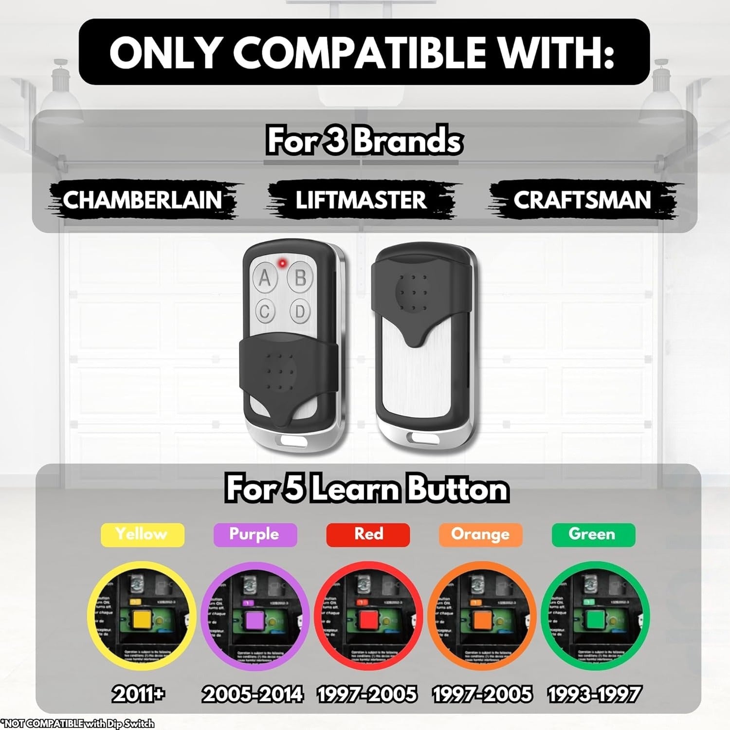 Carsine 891LM 893LM 893Max Chamberlain Craftsman Liftmaster Garage Door Opener Remote Replacement, 1993 to Present Garage Clicker, Universal Garage Door Opener Remote 1 button