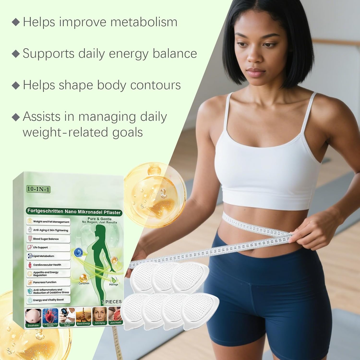 Moringa Berberine Patches Advanced Moringa 10-IN-1 Nano Microdarts Patch Natural Patches for Women Men Gentle Formula for All Skin-Types