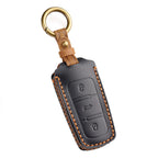 Carsine Volkswagen Magotan B7 CC Leather Car Key Cover 3 Button Black