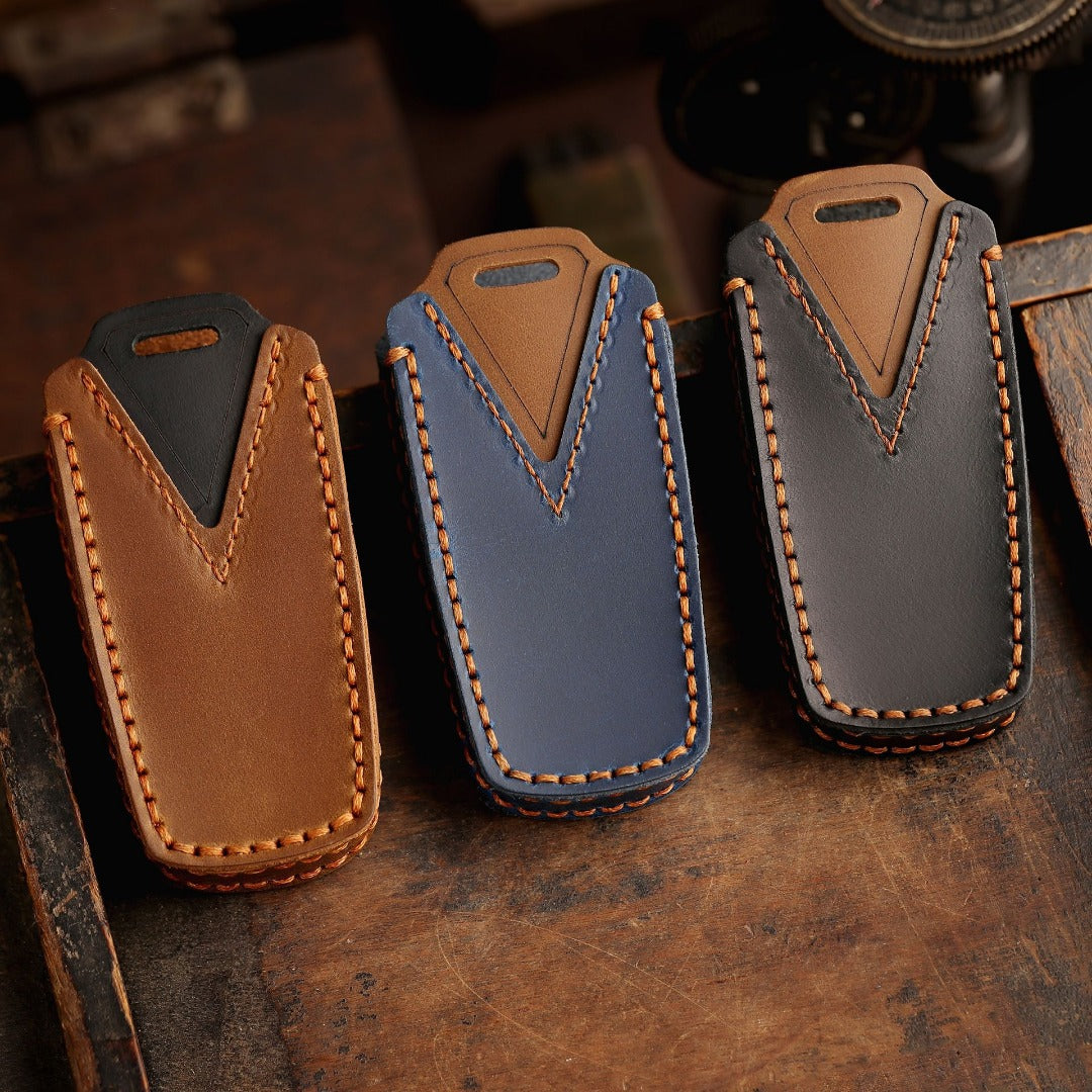 Carsine Volkswagen Magotan B7 CC Leather Car Key Cover 3 Button Black