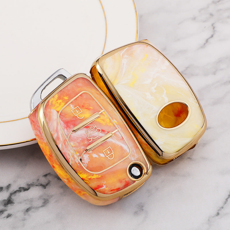 Carsine Hyundai Car Key Case Gold Inlaid With Jade Yellow / Key case