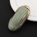 Carsine Tesla Car Key Case Golden Edge Type C / Green / Key case