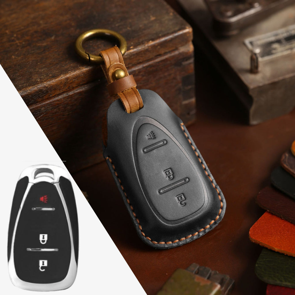 Chevrolet Traverse, Malibu, Cruze, Trax Autoschlüsselhülle aus Leder für 2, 3, 4 und 5 Tasten