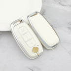 Carsine Nissan Car Key Cover Silver Edge White / Key case
