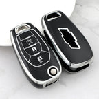 Carsine Chevrolet Car Key Cover Silver Edge Black / Key case