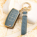 Carsine Ford Car Key Case Golden Edge Grey / Key case + strap
