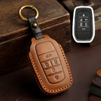 Carsine Toyota Sena Grevia Alphard Vellfire Leather Car Key Cover 4,5,6 Button Brown / 5 Button-A