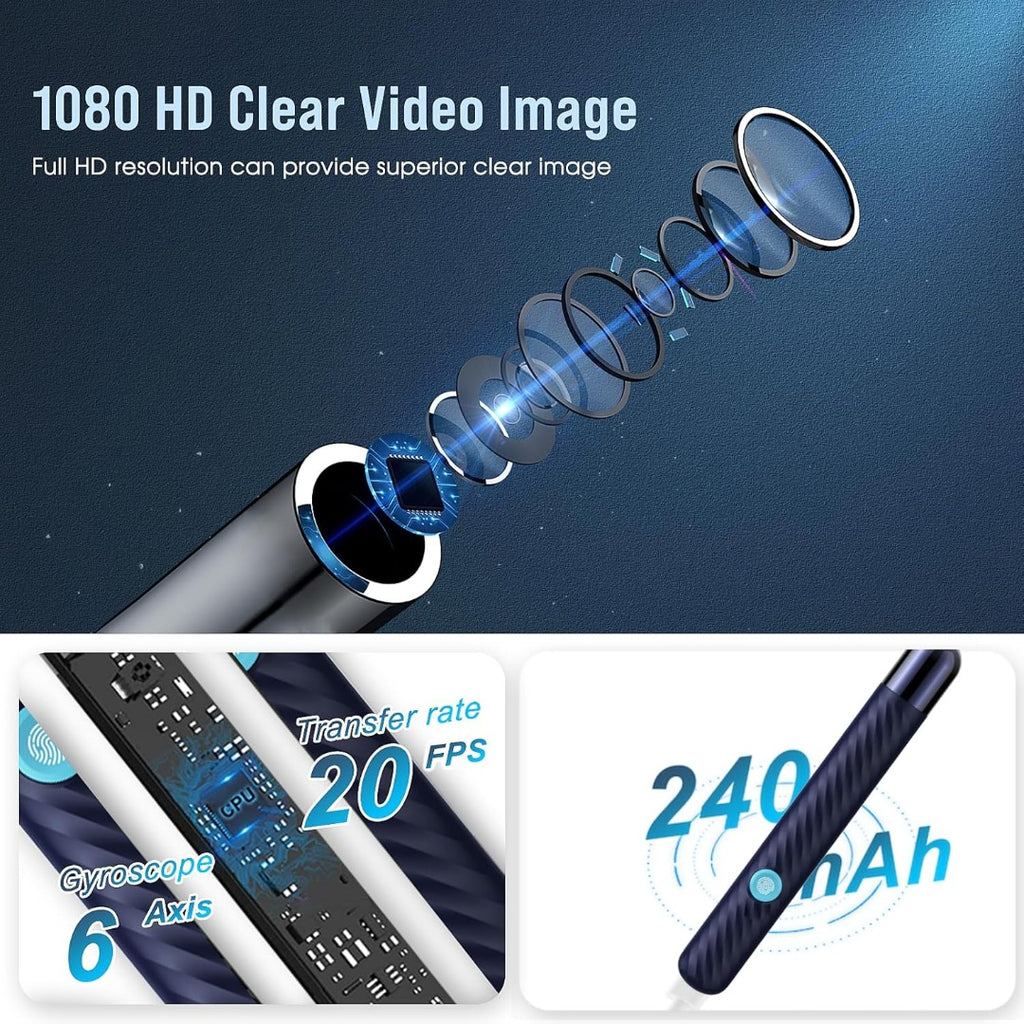 Ear Wax Removal - Earwax Remover Tool with 8 Pcs Ear Set - Ear Canal Cleaner with 1080P Camera - FSA HSA Eligible - Ear Cleaning Kit with 6 Ear Spoon - Ear Camera for iOS & Android