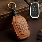 Carsine Toyota Sena Grevia Alphard Vellfire Leather Car Key Cover 4,5,6 Button Brown / 6 Button-A