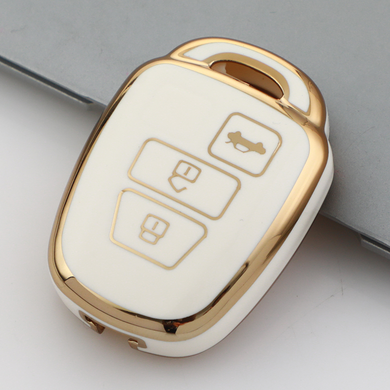 Carsine Toyota Car Key Case Golden Edge White / Key case