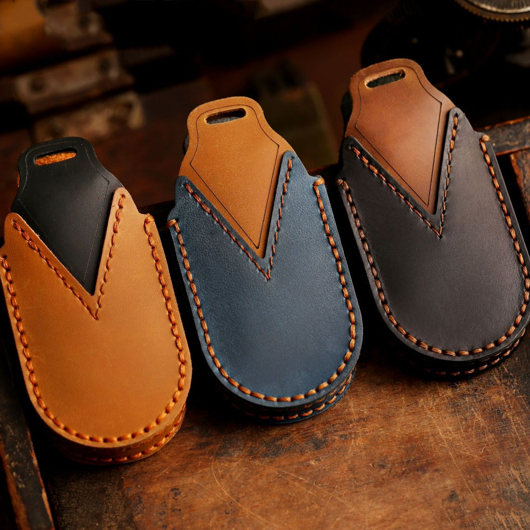 Carsine Mercedes Benz Leather Car Key Cover 3 Button Black / 3 Button