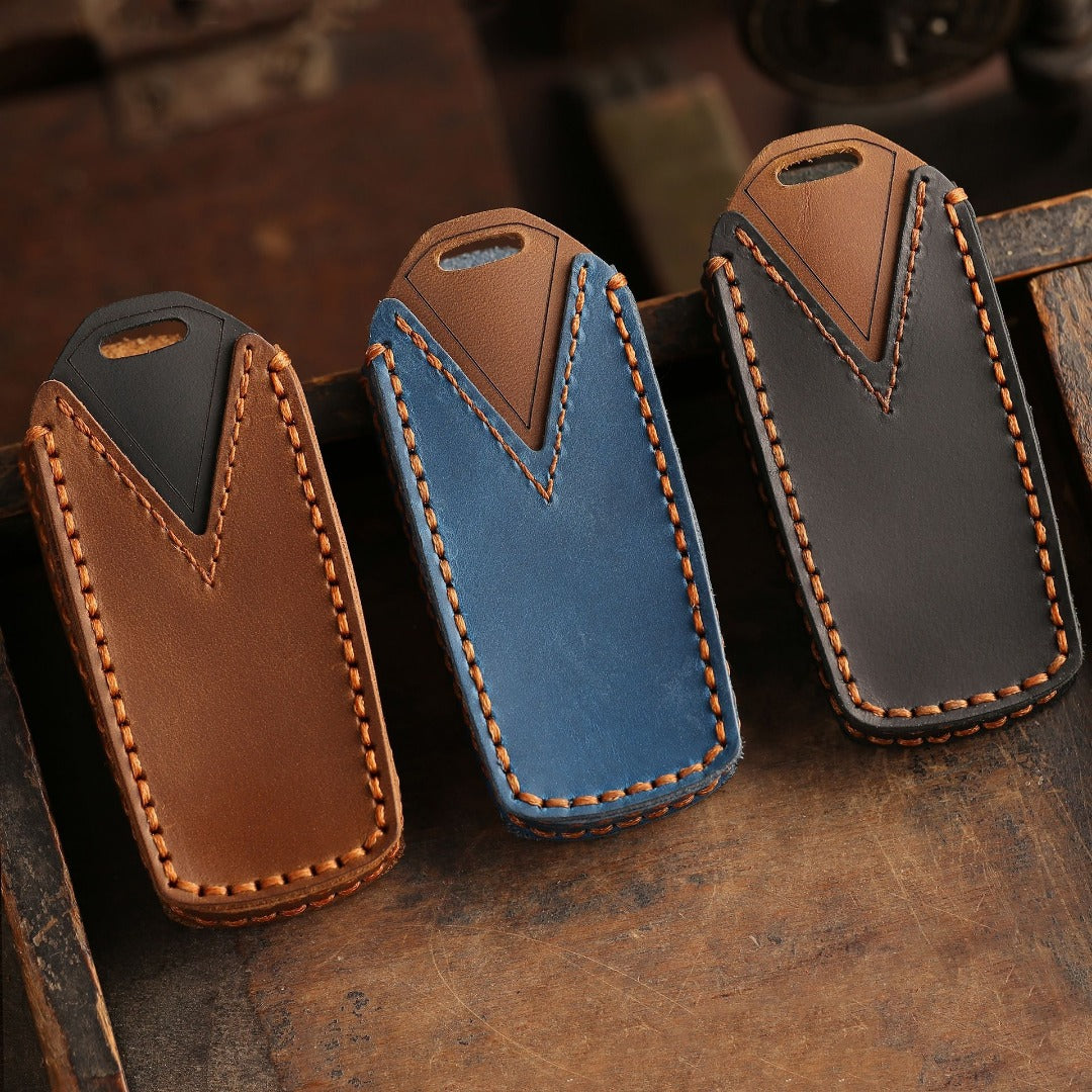 Étui de clé de voiture en cuir pour Volkswagen Touareg, 3 boutons