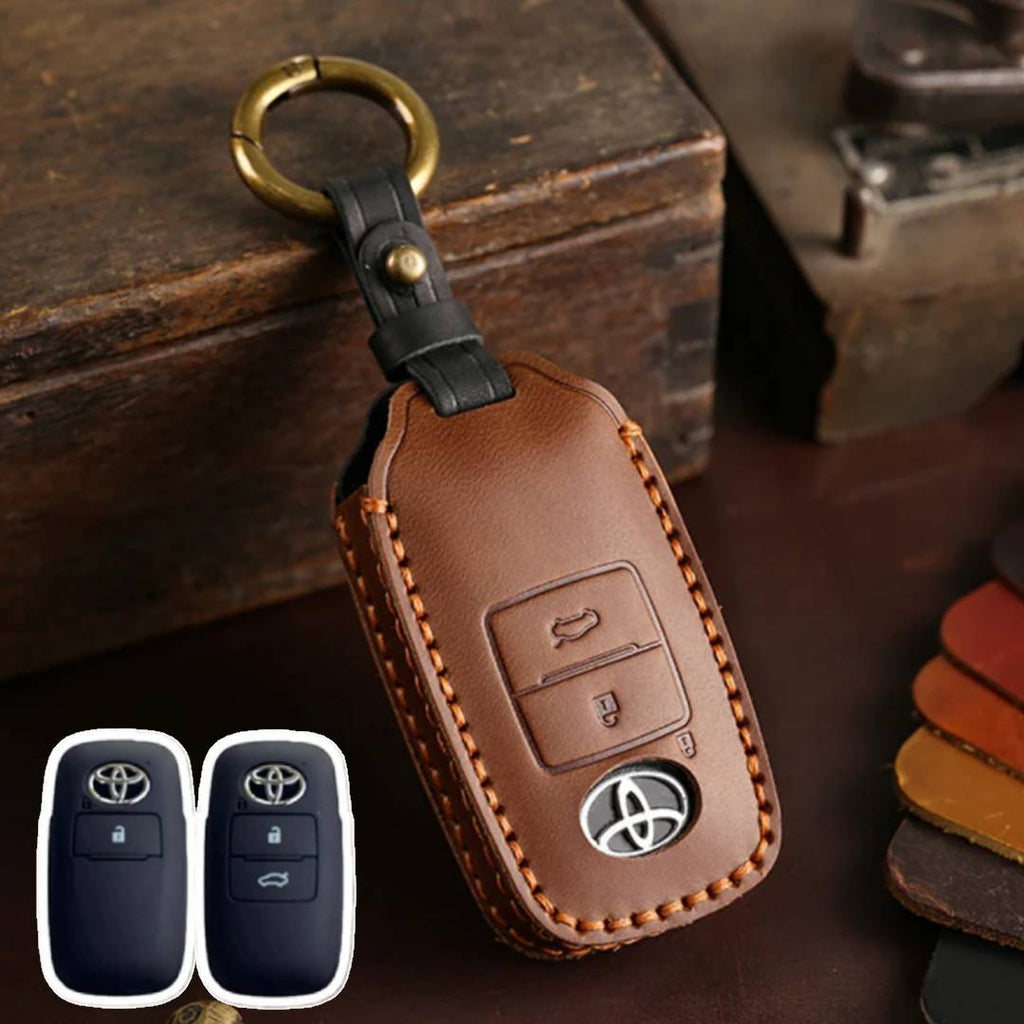 Toyota Yaris Leather Car Key Cover 2,3 Button