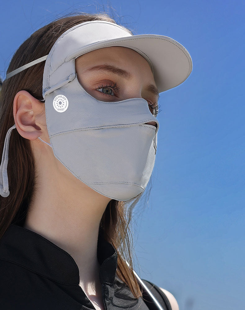 Carsine Summer ice silk sunscreen mask women's UV protection UPF 50+ Grey