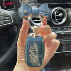 Carsine Kia Car Key Case Golden Edge Grey / Key case + B chain